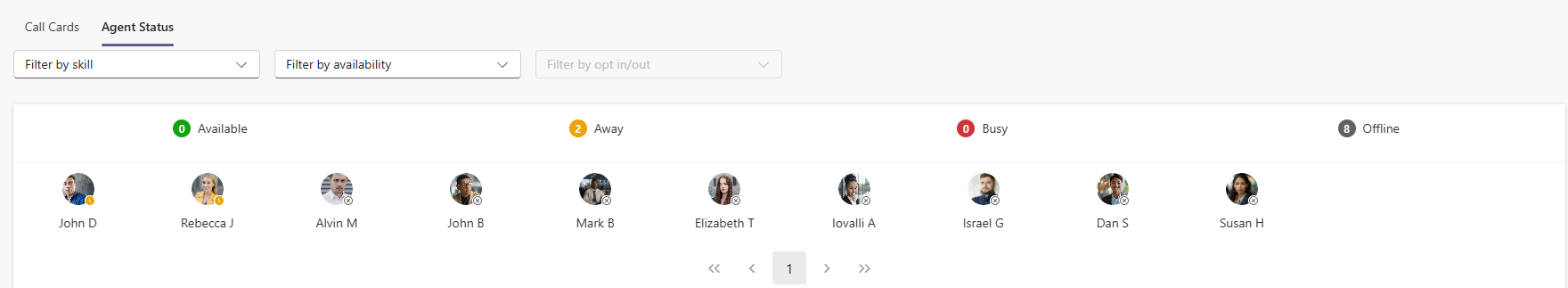 BlueSky Contact Center - Agent Status