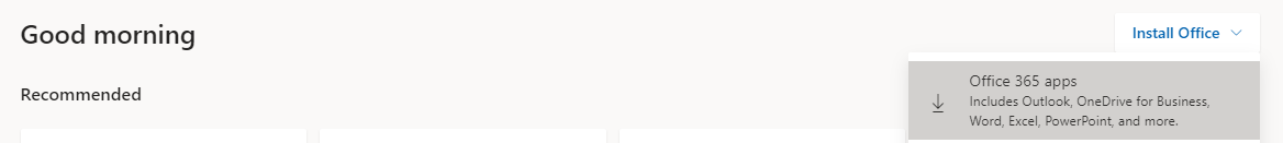 Office 365 apps installation message